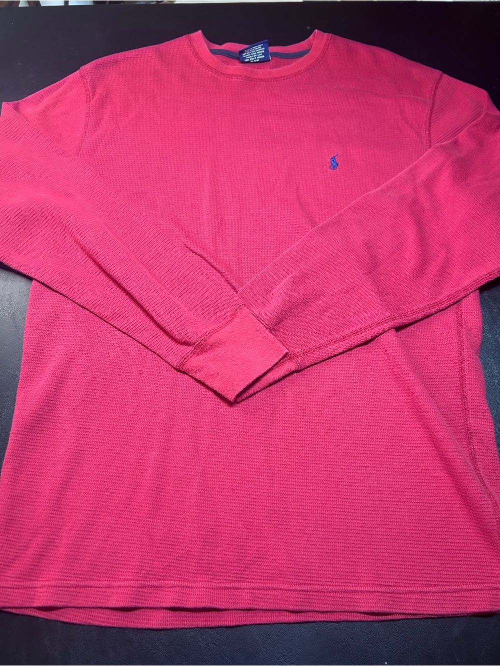 Polo Ralph Lauren Sleepwear Red Waffle Knit Long Sleeve Shirt Size M